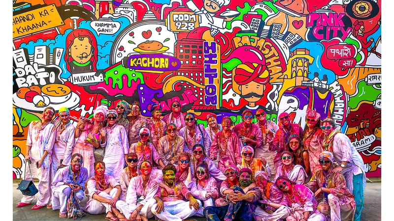 Celebración del festival Holi de los colores en la India